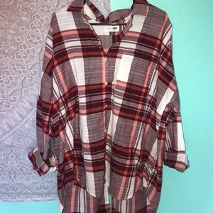 oversized plaid button down
